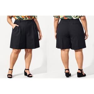 Good American Black Pleated Bermuda Shorts Luxe Suiting - Plus Size 26 - NWT